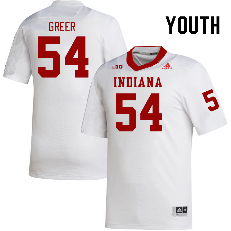 Youth #54 Jack Greer Indiana Hoosiers College Football Jerseys Stitched-White